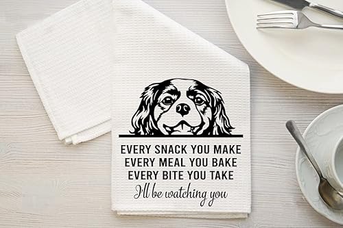 Miniatura 2 de HTDesigns Cavalier King Charles Spaniel Dog - Toalla de té, cada bocadillo que hagas, cada bocado que tomes, decoración de cocina, paños de cocina,
