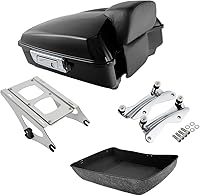 Vista 20 de TCMT Pestillos negros picados para motocicleta, maletero con respaldo compatible con Harley Davidson 2014-2025 Touring CVO Road King Road Glide