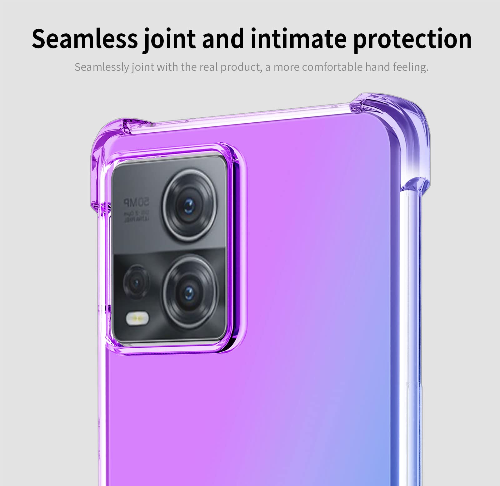 HAOYE Cover Per Motorola Moto Edge 30 Fusion: Custodia Morbida TPU Effetto Gradiente (Rosa/Verde) - 2
