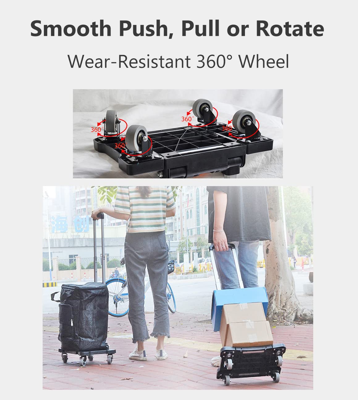 Hoppa 57-64L Chariot à Roulettes Extensible Avec 2 Roues à Clic On