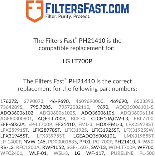 Miniatura 3 de Filters Fast PH21410 Reemplazo compatible para LG LT700P Filtro de agua de refrigerador Cartucho de carbón activado para dispensador de agua de