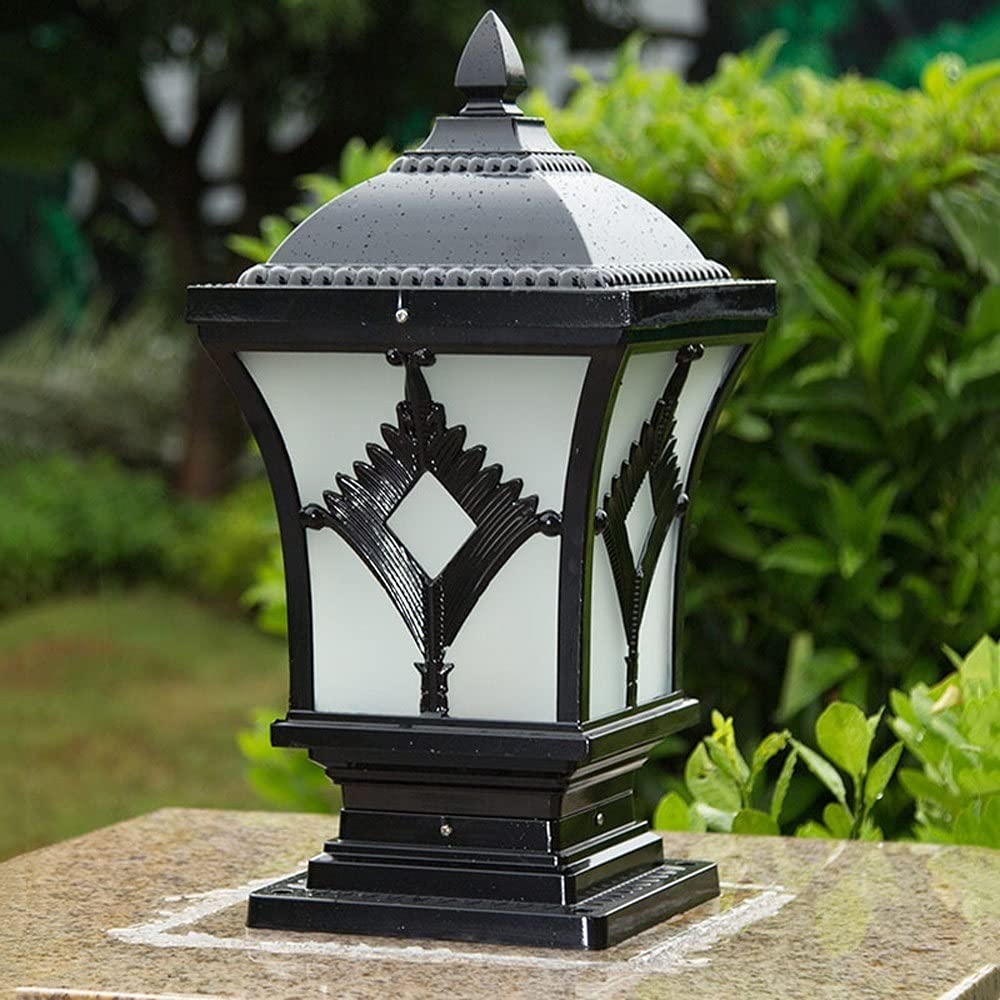 QUSYZD Square Glass Lantern LED Outdoor IP65 Waterproof Courtyard Lamp Garden Villa Wall Head Fence Square Door Post Lamp Gate Lamp Landscape Streetlights Door Pillar Light,