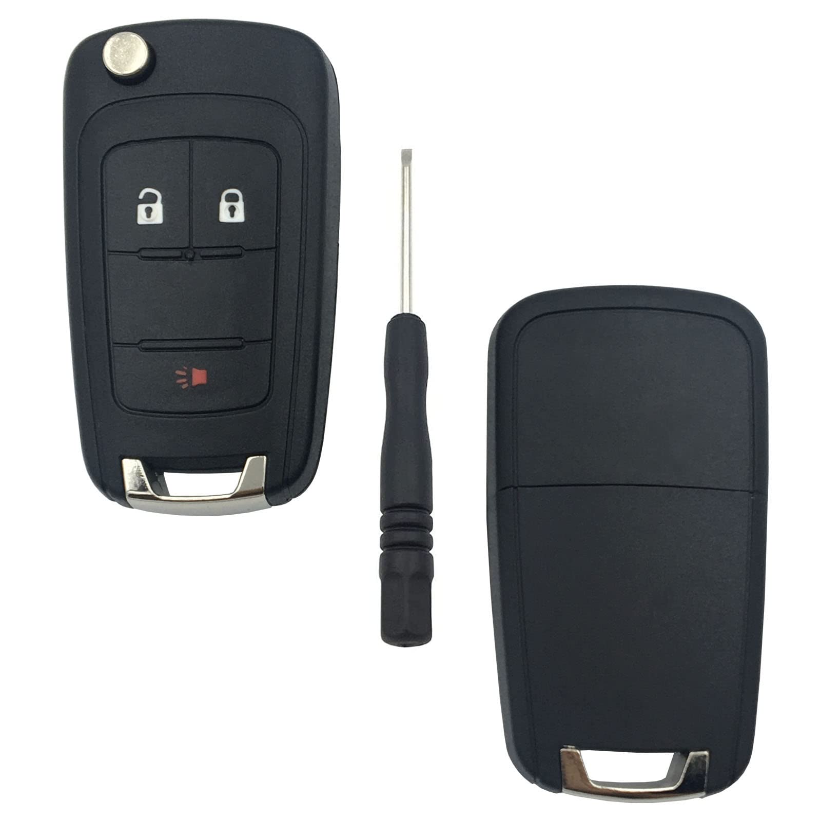 HERKIOCIO Flip Folding Remote Car Key Fob Cover Case fit for Chevy Cruze Malibu Equinox Sonic Terrain Keyless Entry Key Fob Shell (3 Buttons)