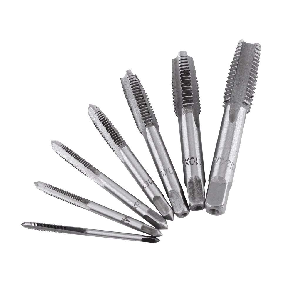 Aramox Rubinetto a Vite, 7 Pezzi Utensile per maschiatura in Acciaio per Cuscinetti con Filettatura metrica M3, M4, M5, M6, M8, M10, M12