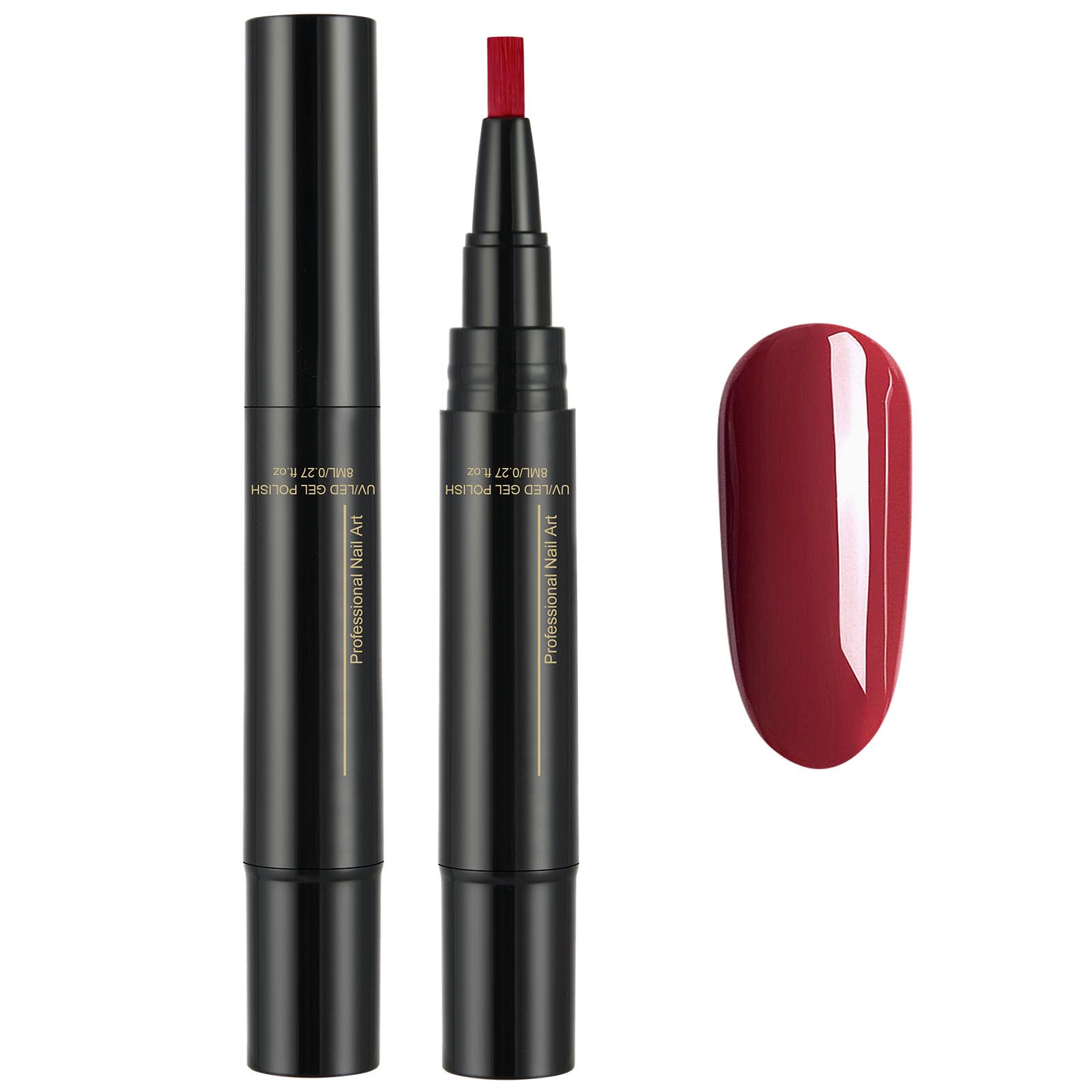 1 Stück Nagellackstift, Nagellack Stift Schnelltrocknend,5 ml Nagellackstifte für Nägel, Gel Nail Polish, Langhaltendes, Nail Art Marker, Lackieren Zubehör (Dunkelrot)