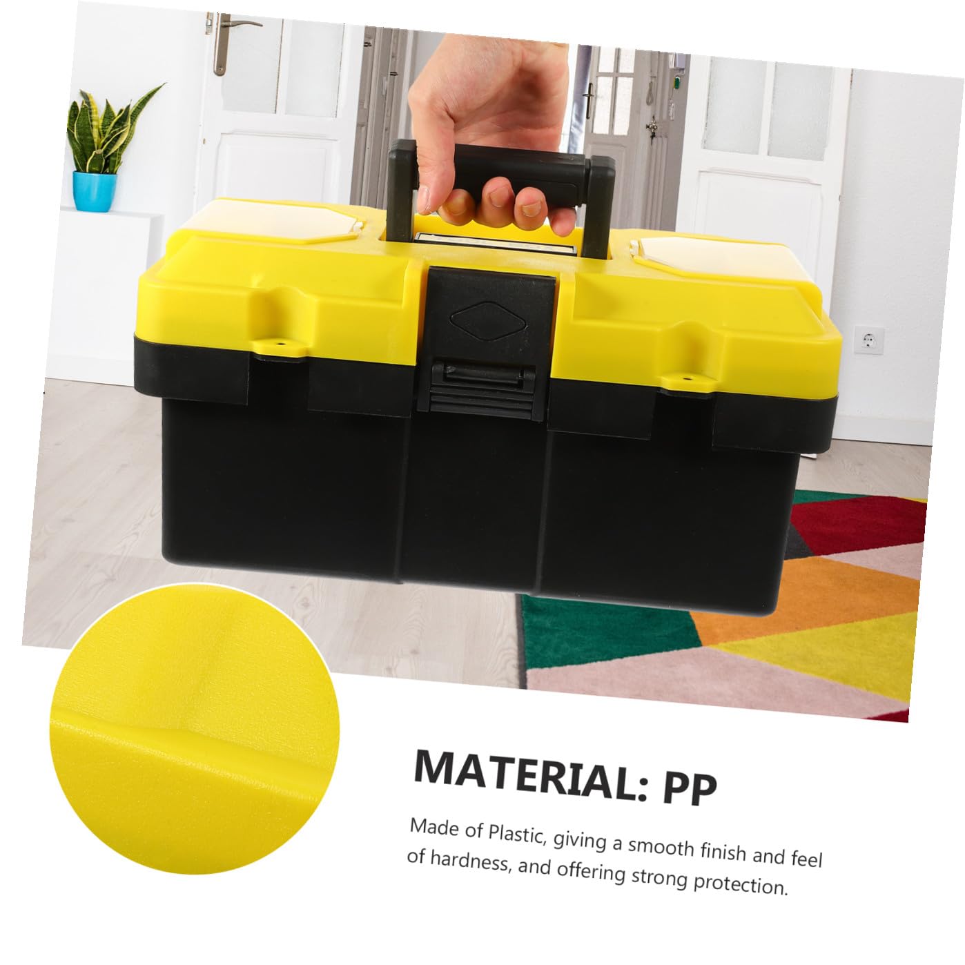 Cassetta Porta Attrezzi Portatile in Plastica Pp Grande Capacità per Utensili Manuali e Oggetti di Media Misura per Elettricisti e Meccanici