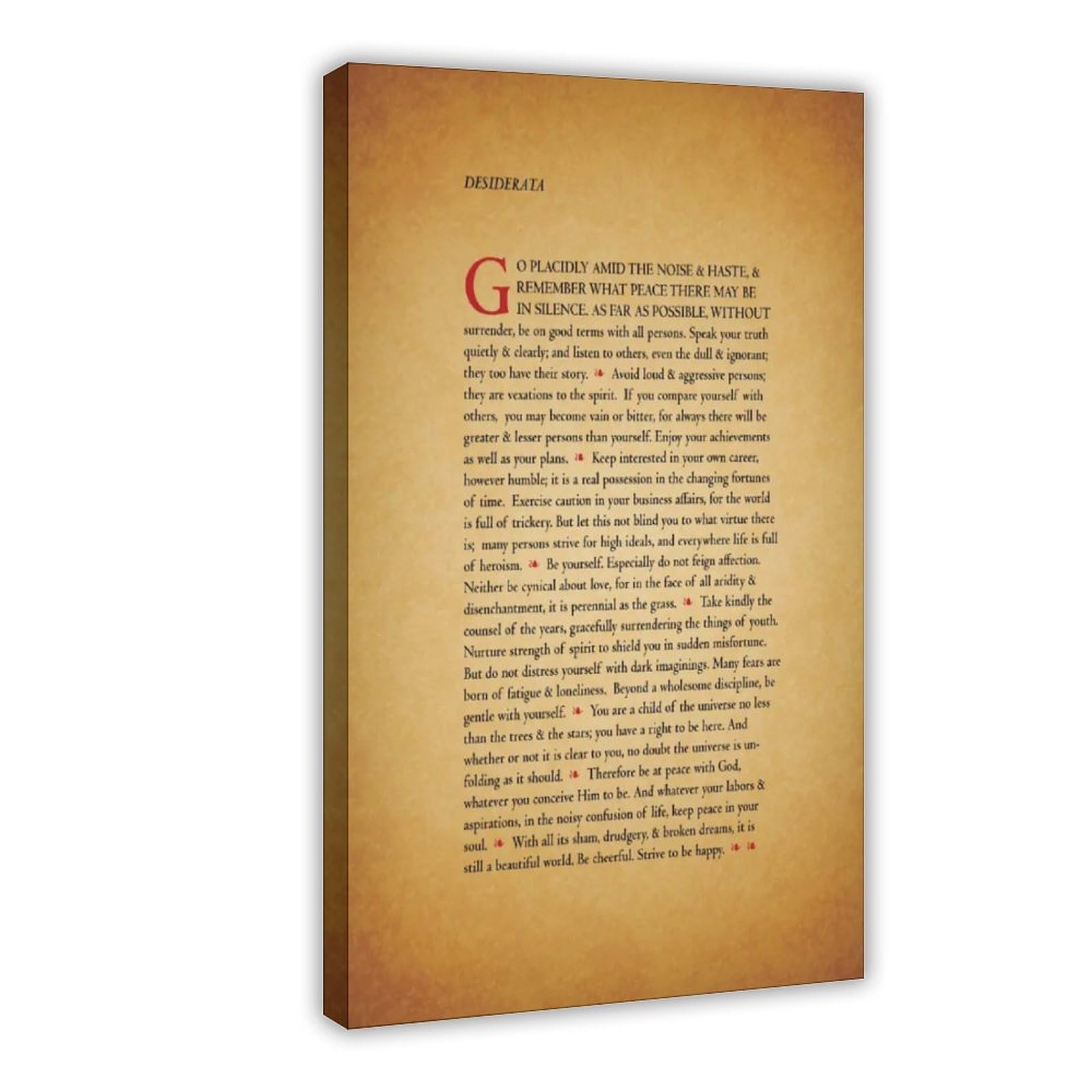 Neohi Frame-Style Desiderata Poster Canvas Wall Art Posters And Prints Room Aesthetic Bedroom Office Decor 20X30inch(50X75cm)
