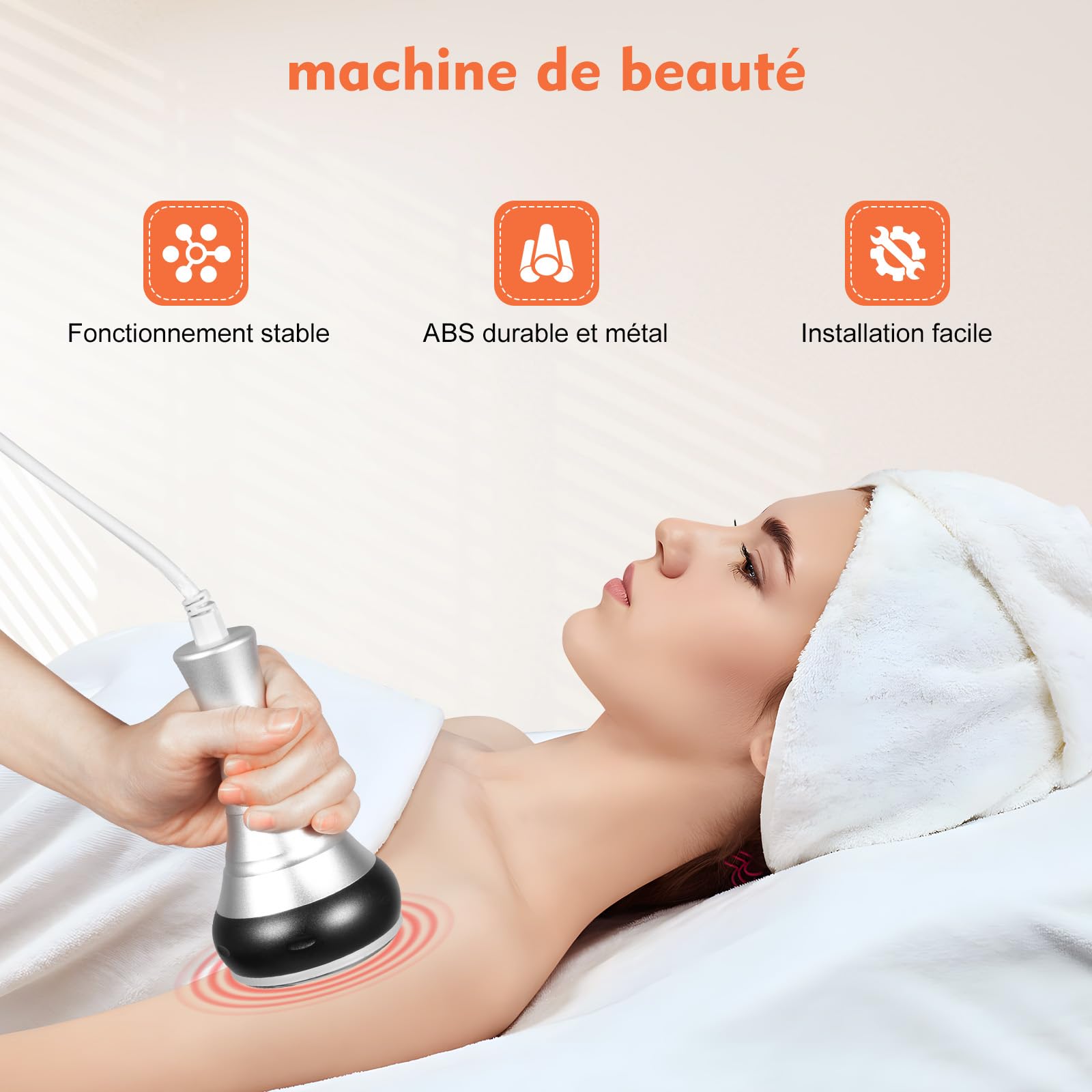 Appareil Minceur 40K, Cellulite, Cavitation 6 en 1, Fréquence Radio, Appareil et Corps, Machine de Beauté Raffermissante et Modelage de la Peau pour Le Corps et Le Visage