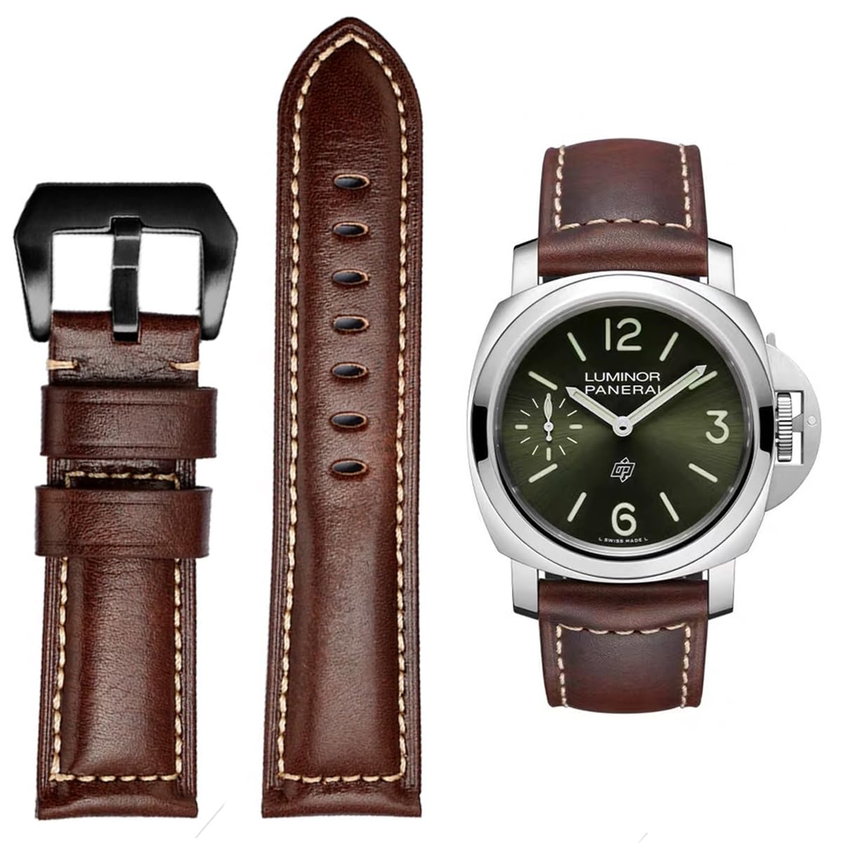 Watch Strap Leather for Panerai Strap 22mm 24mm 26mm Leather Vintage Military Watch Strap Watch Band Relacement Band for Panerai Men
