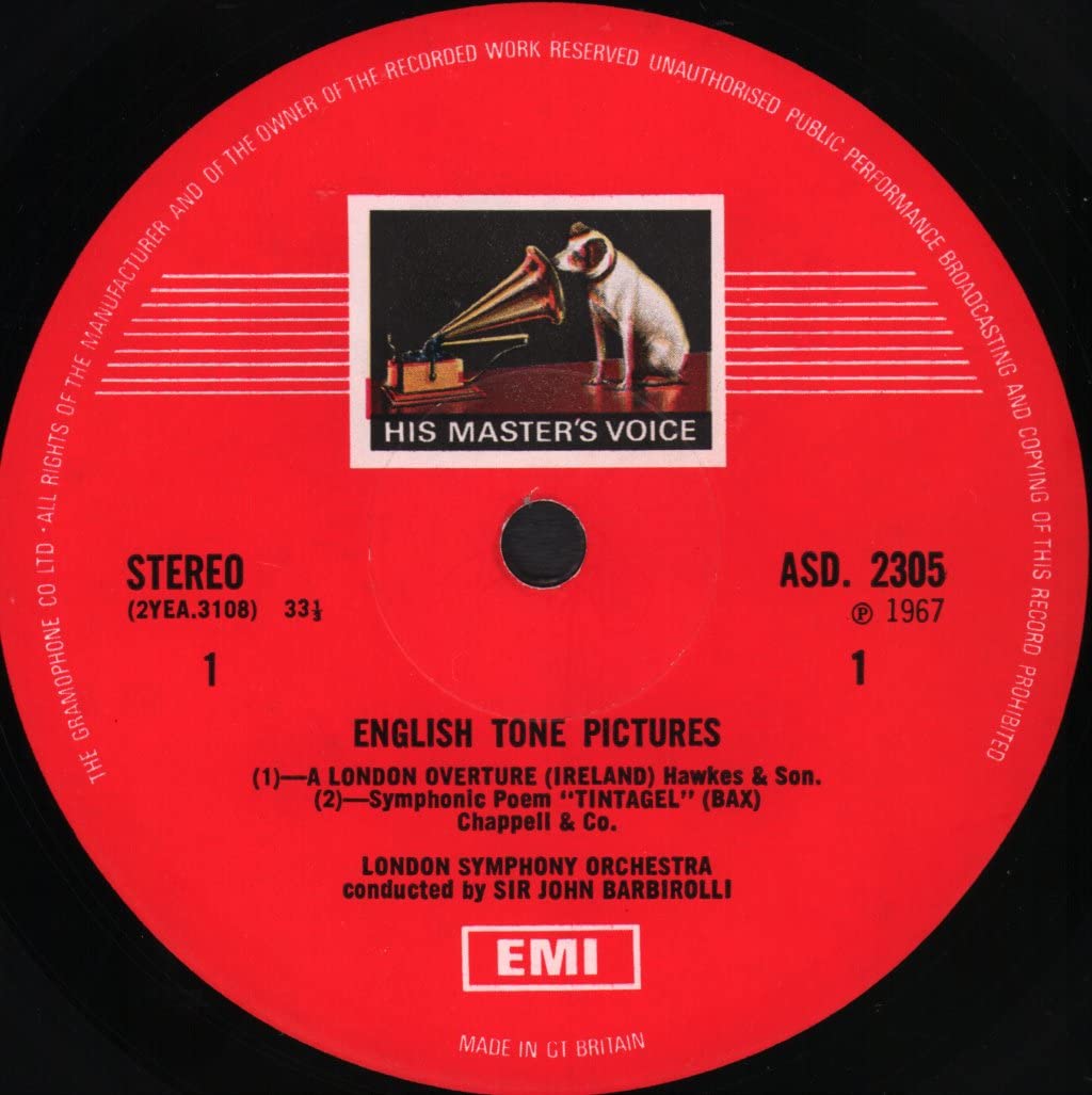 英LP Sir John Barbirolli, John Ireland, Arnold Bax, London Symphony Orchestra Frederick Delius English Tone Pictures /00260 English Tone Pictures by Sir John Barbirolli , John Ireland