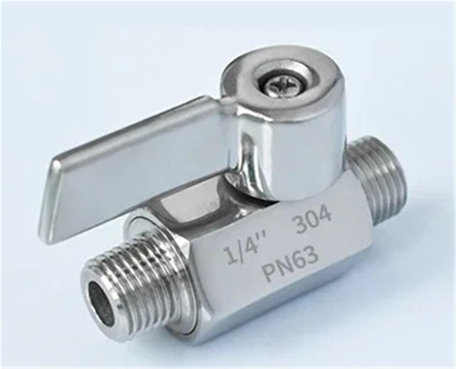 Robinet à boisseau sphérique sanitaire 2 voies en inox avec poignée longue ergonomique
