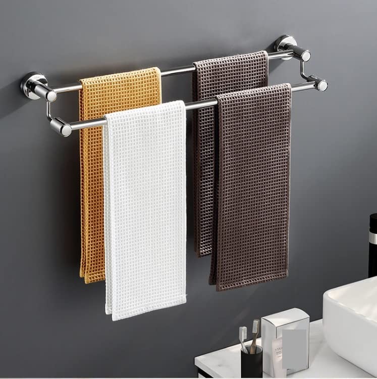 Barra de baño duradera de acero inoxidable con soporte de doble poste moderno de 70 cm 6
