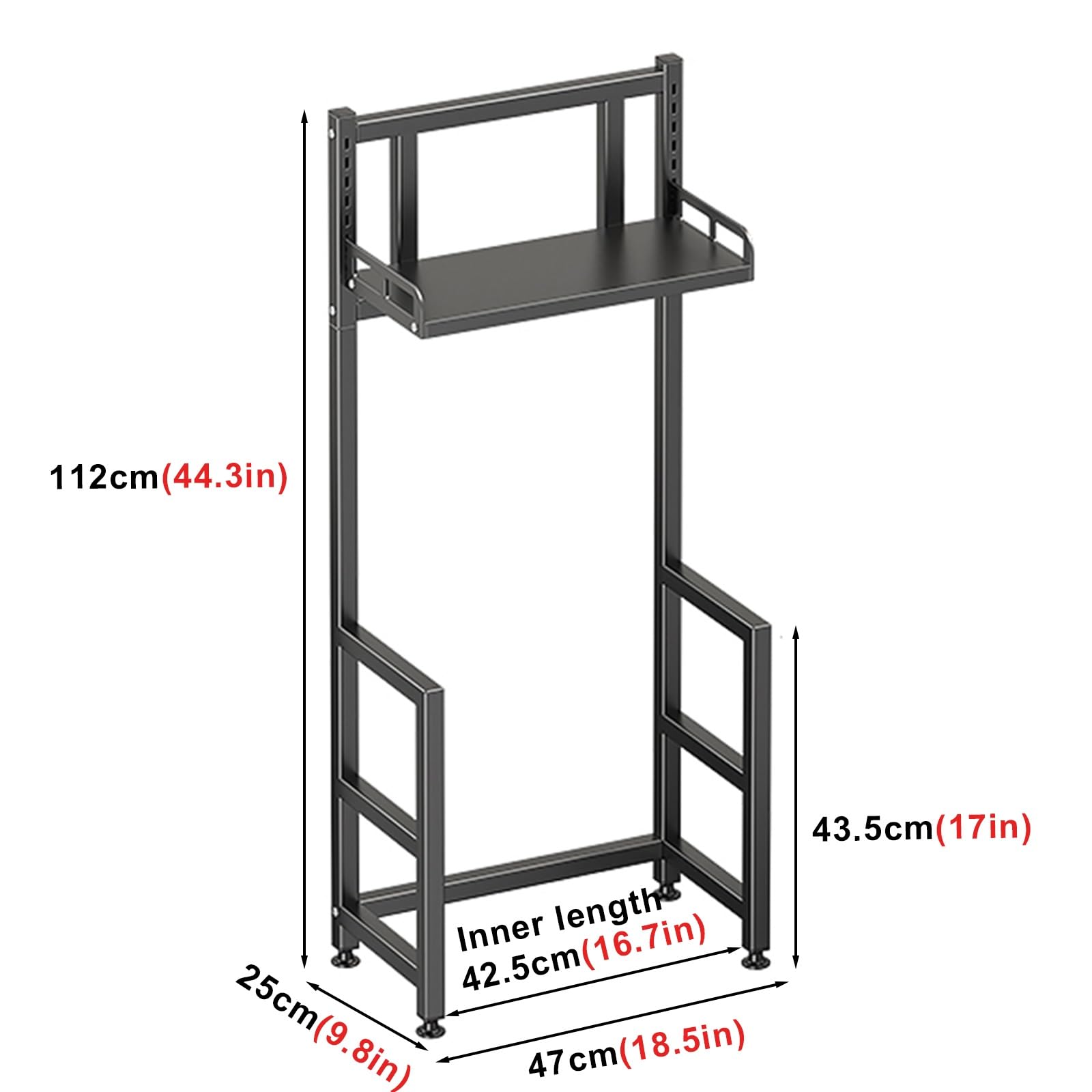 Mensola regolabile a 3 ripiani in acciaio al carbonio, facile accesso, stabile, salvaspazio, mensole bianche (47 x 25 x 112 cm)
