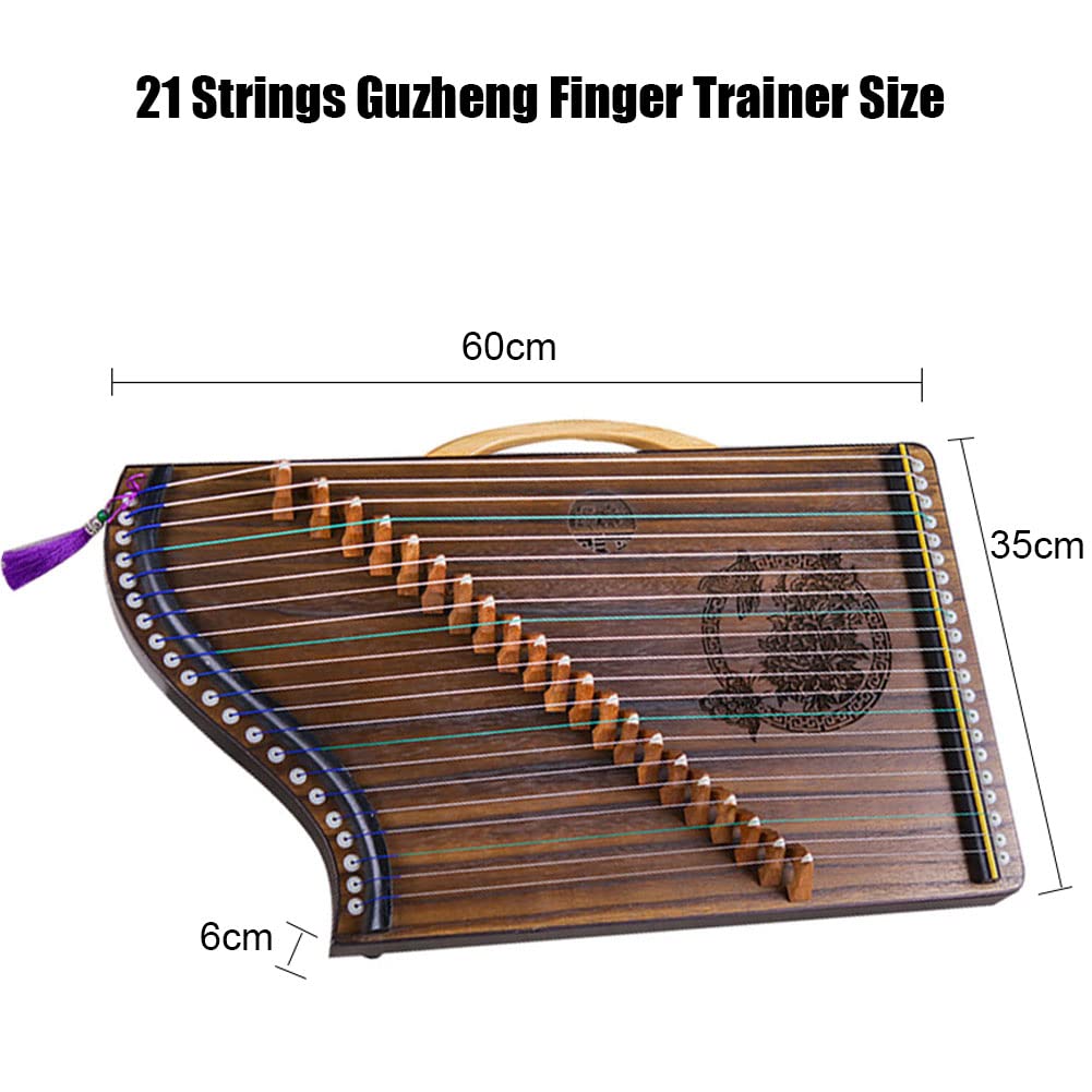 BASICM 21 Saiten Tragbarer Mini Gu Zheng, Guzheng Fingertrainer Mit Zubehör Und Griff, Geeignet Für Anfänger, Kinder, Erwachsene(Color:Und)