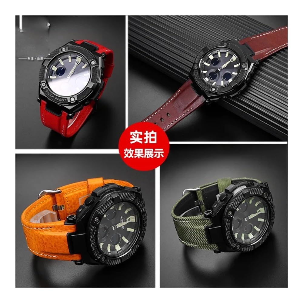Bracelet de montre en cuir et toile adapté for Casio G-SHOCK GST-B100 S130 W300GL 400G W330 GST-W120L s120 W130L série S100, accessoire de montre