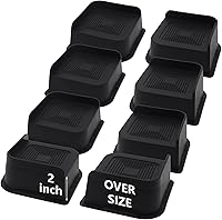 Vista 7 de Paquete de 4 elevadores de cama de 1 pulgada, elevadores de muebles de 2 pulgadas, negros, elevadores de cama resistentes para mesa, sofá, silla