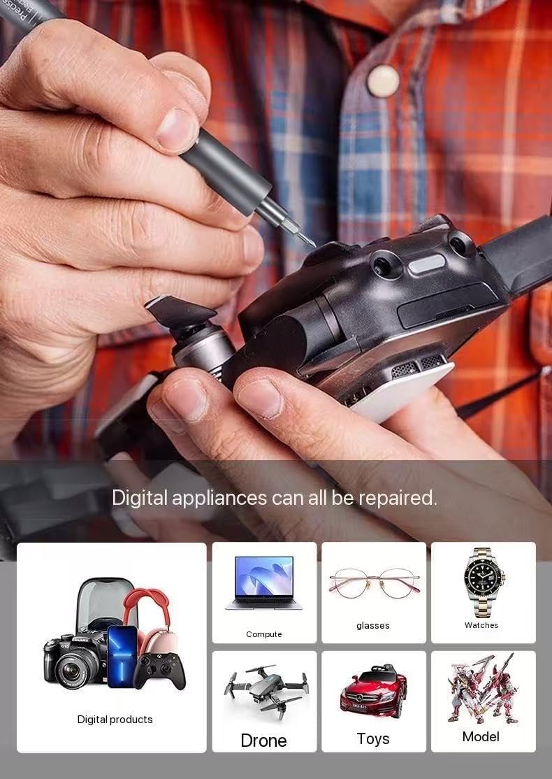 Mini Electric Screwdriver Set - 120-in-1 Precision Wireless Repair Tool with 24 Magnetic Bits & LED Light, Cordless Power Screwdriver for Phone, Camera, Laptop, Watch, Eyeglasses & Electronics