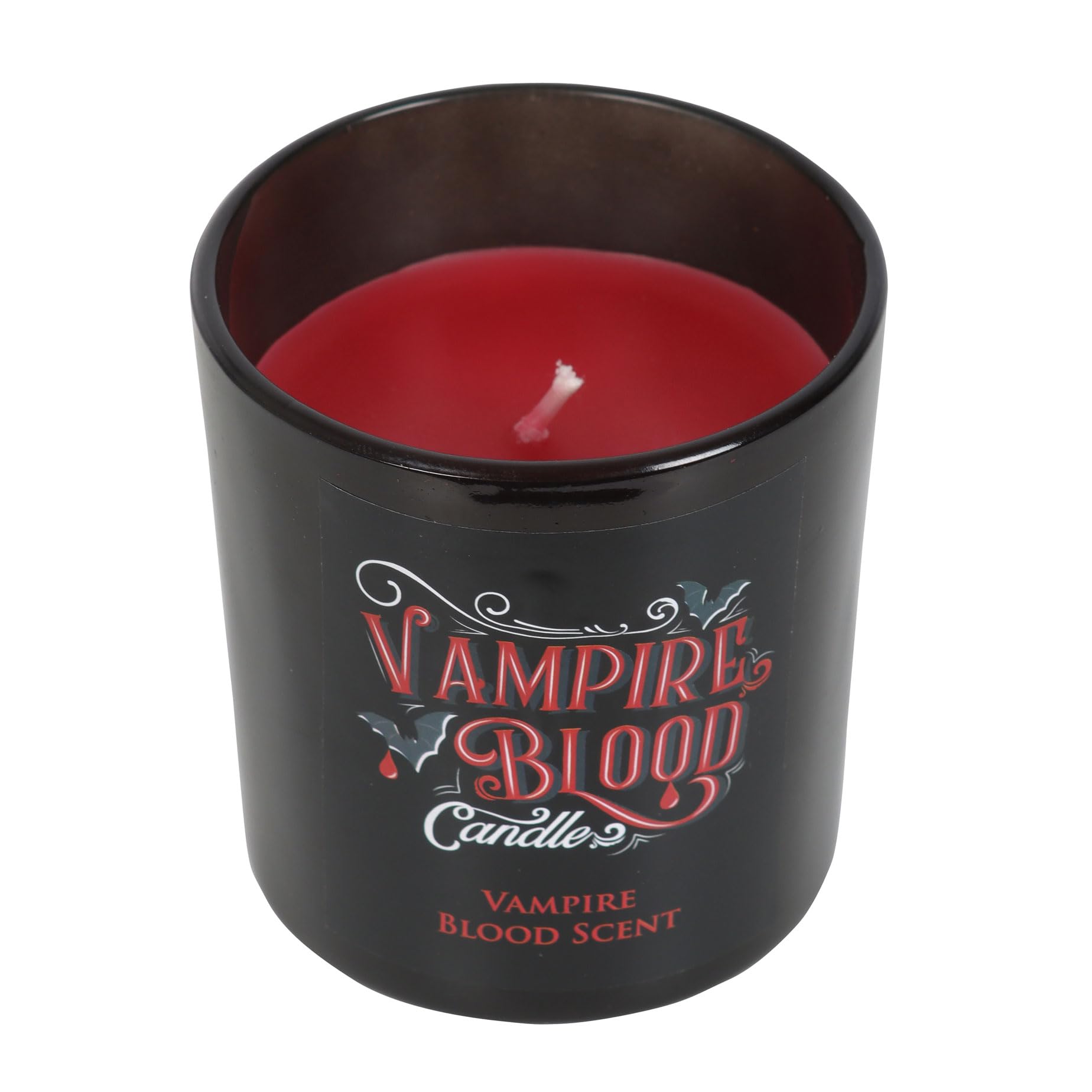 Something Different Wholesale Victorian Vampire Decor: Gothic Blood Candle in Black Glass Jar - Mystical Atmosphere Setting for Horror Movie Night, Essential Gothic-Inspired Ornament