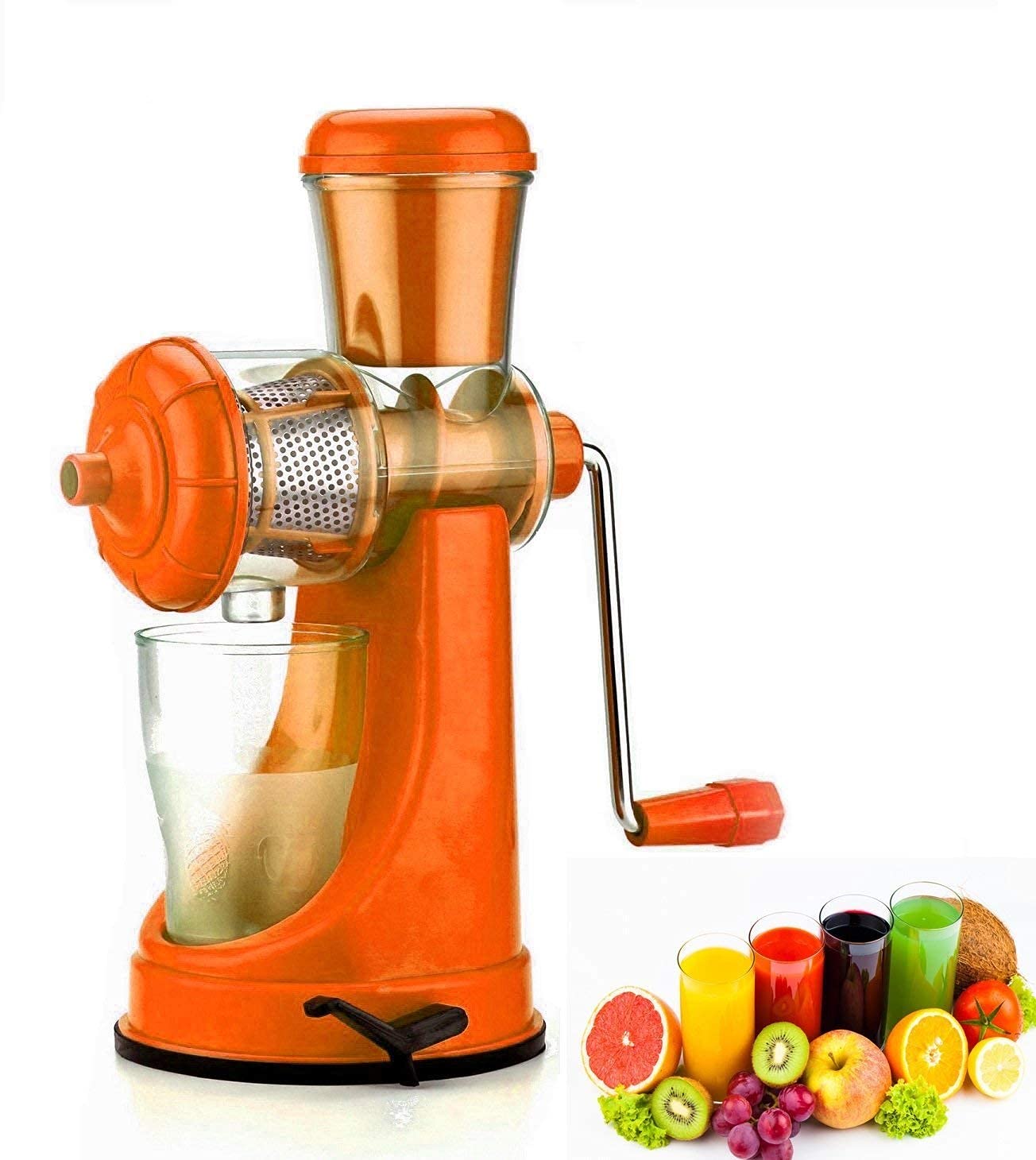 Riona store Portable Juicer Machine Juicer Hand Juicer for Fruits and Vegetables with Steel Handle Vacuum Locking System,Shake,Fruit Juicer Machine for All Fruits (Multi) 1PC-image-18
