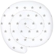 Totsy Baby Cuscino XXL a Forma di Serpente per Letto, Cuscino da Allattamento, Cuscino Decorativo, Protezione per Il Bordo del Letto, paracolpi XL Stelle Grigie su Bianco 150 cm Certificato Oeko-Tex