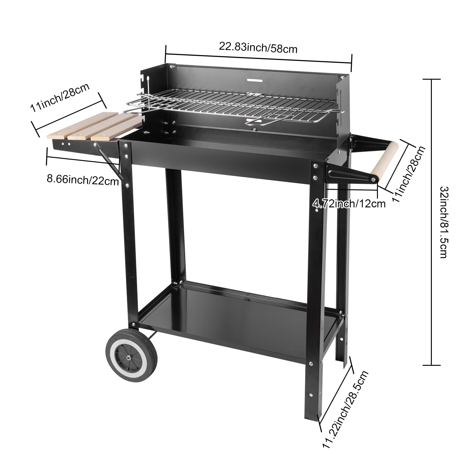 Großer tragbarer Holzkohlegrill - klappbar, höhenverstellbar, leicht zu reinigen für Outdoor und Camping
