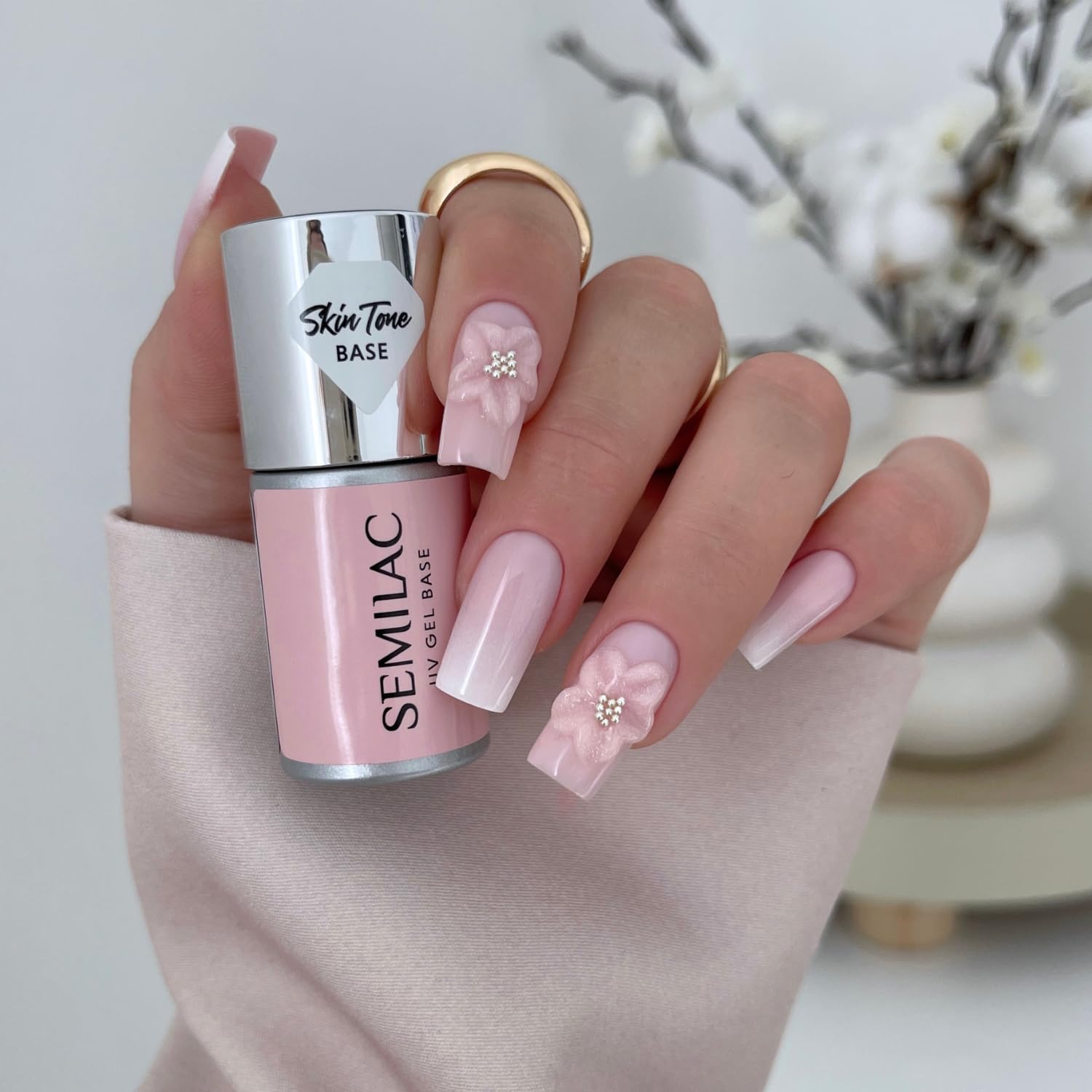 Semilac Baza do Lakierów Hybrydowych Skin Tone Cover Base Rose Beige 7 ml