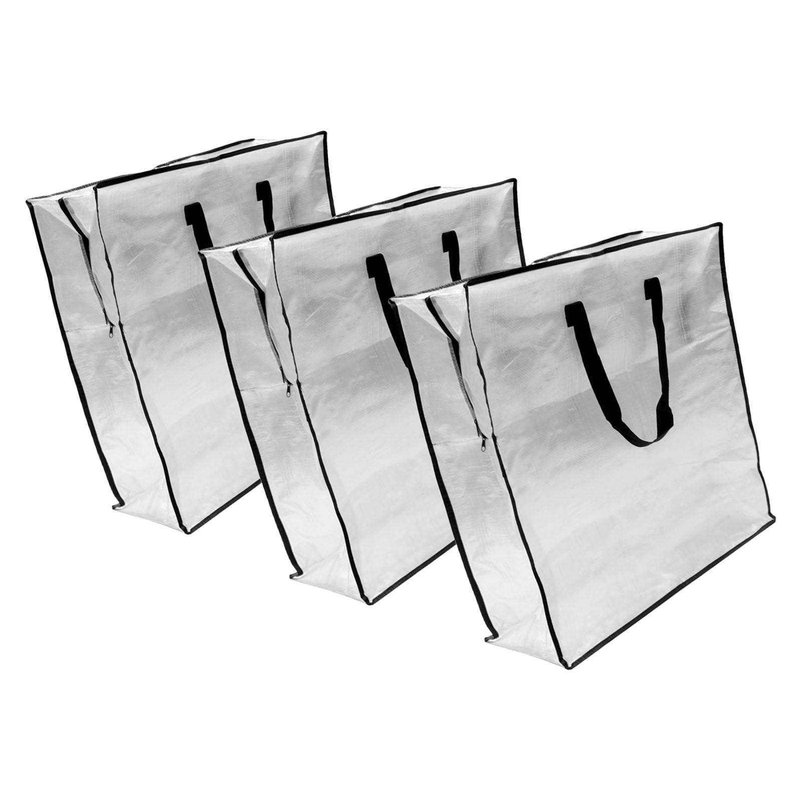 carotoe 3 Part Semitransparent Storage Bags with Pulls for Clothes Blankets Permanent Planner Set Home Planner Bags for Renters