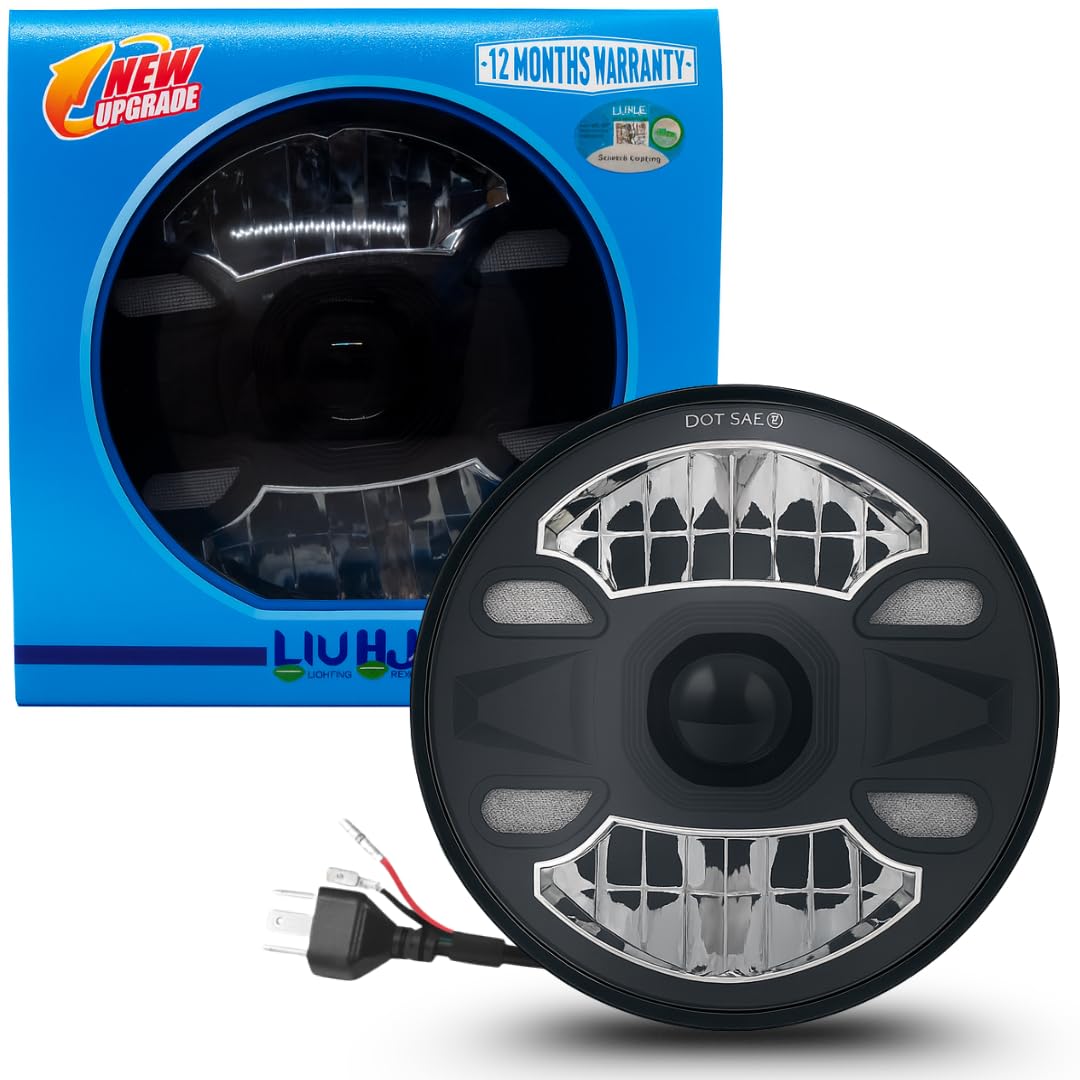 7 Inch LED DRL Headlight Waterproof & Heat Dissipation 58W 12V DC Power High/Low Beam Yellow White DRL Light Universal fit for Thar, Jeep, Classic 350 & Others (Pack of 1)