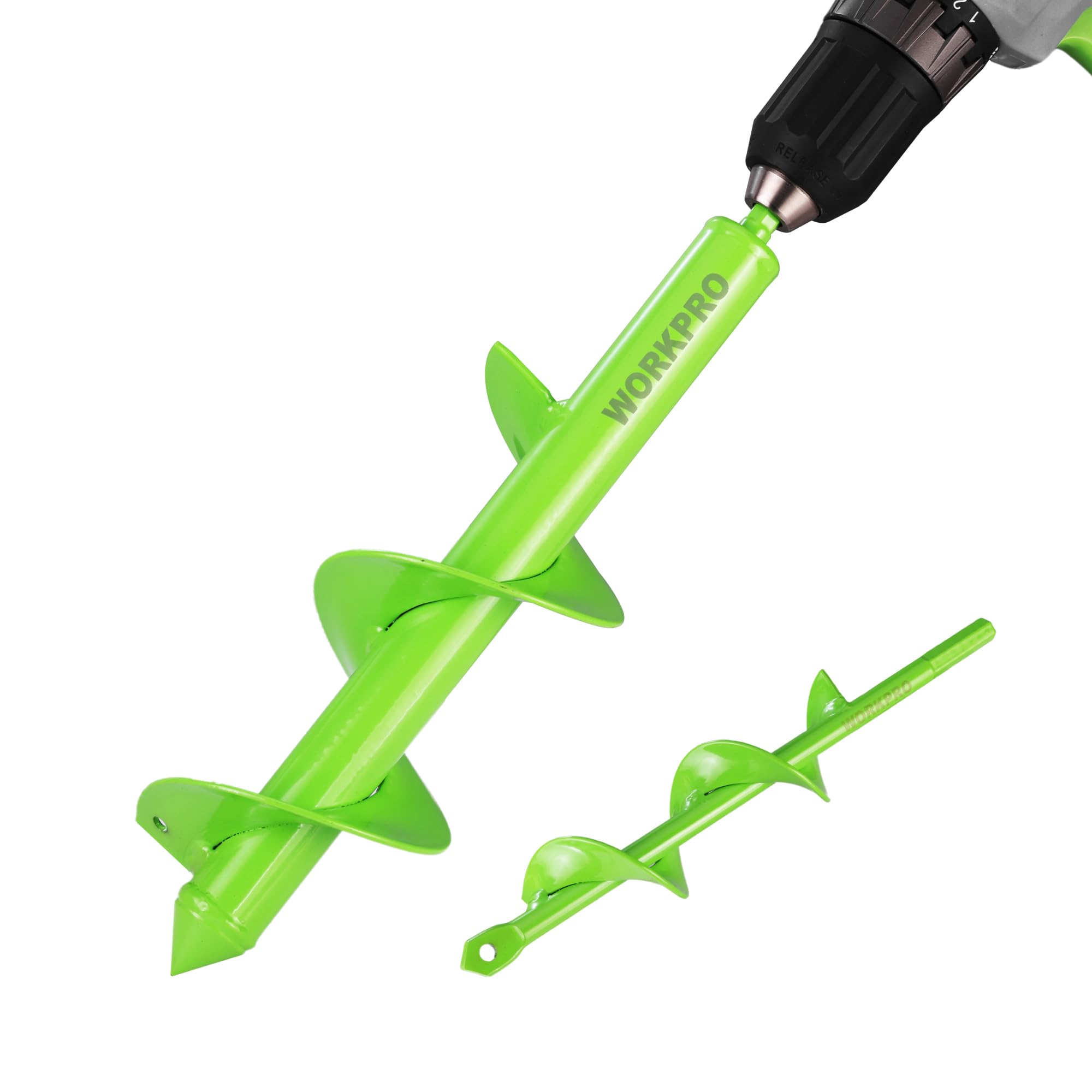 WORKPRO 2-Piece Auger Drill Bit Set with Hex Drive, Green