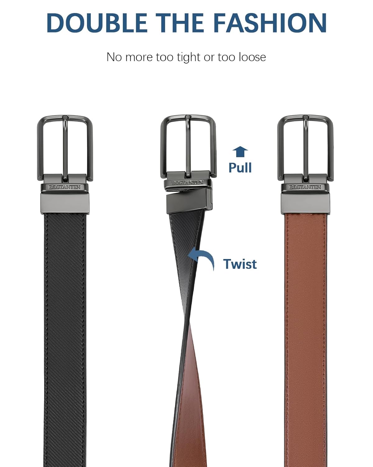 BOSTANTEN Cinto masculino reversível de couro para homens 3,5 cm para calças casuais de golfe, cinto dois em um presente, 003-gun-black/Brown, 38″-44″ Waist Adjustable em promoção! Veja a oferta e mais achadinhos de Carteiras & Cintos 3 Hoje é o melhor dia para comprar BOSTANTEN Cinto masculino reversível de couro para homens 3,5 cm para calças casuais de golfe, cinto dois em um presente, 003-gun-black/Brown, 38″-44″ Waist Adjustable com aquele preço maroto! Promoção! Aproveite a oferta! 3