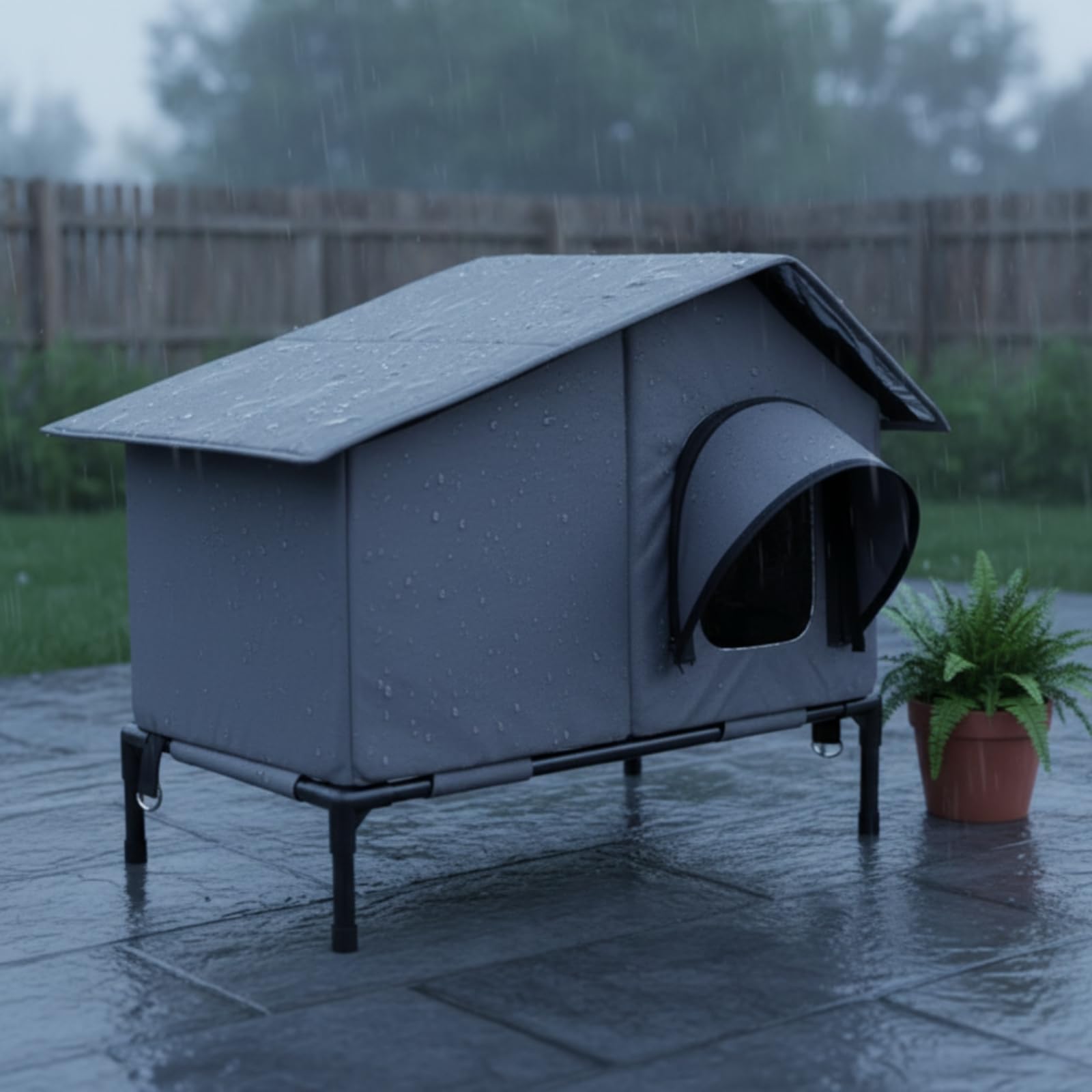 Niche Surélevée pour Chat Semi-Fermé | Imperméable, Abri, pour Jardin, Chats