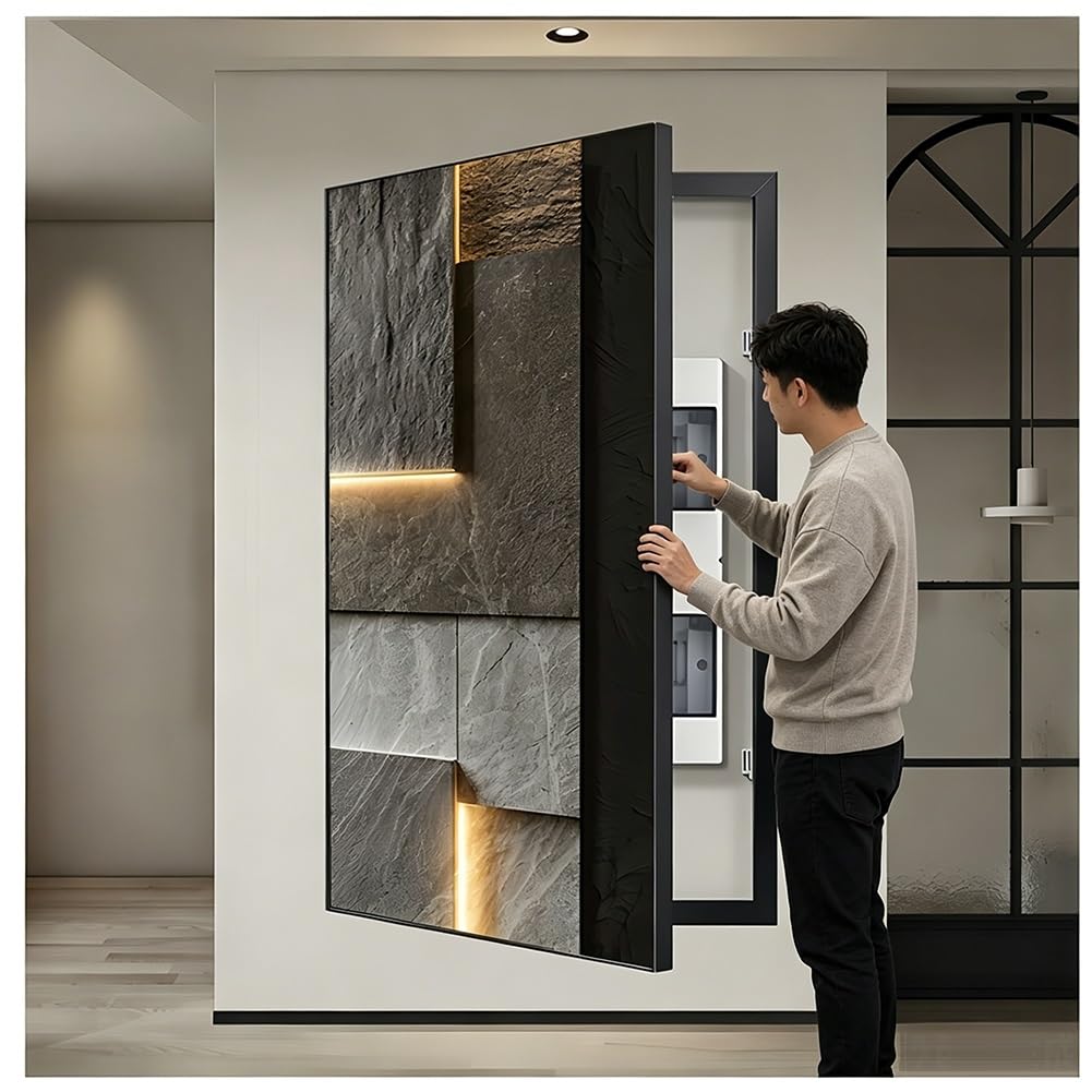 Cuadro Decorativo Moderno Para Cubrir La Caja De Fusibles, Cubierta De Panel Eléctrico De Montaje En Pared, Armario Oculto Para Panel De Disyuntores Y Caja De Fusibles(B,50x100cm/19.7x39.4in)