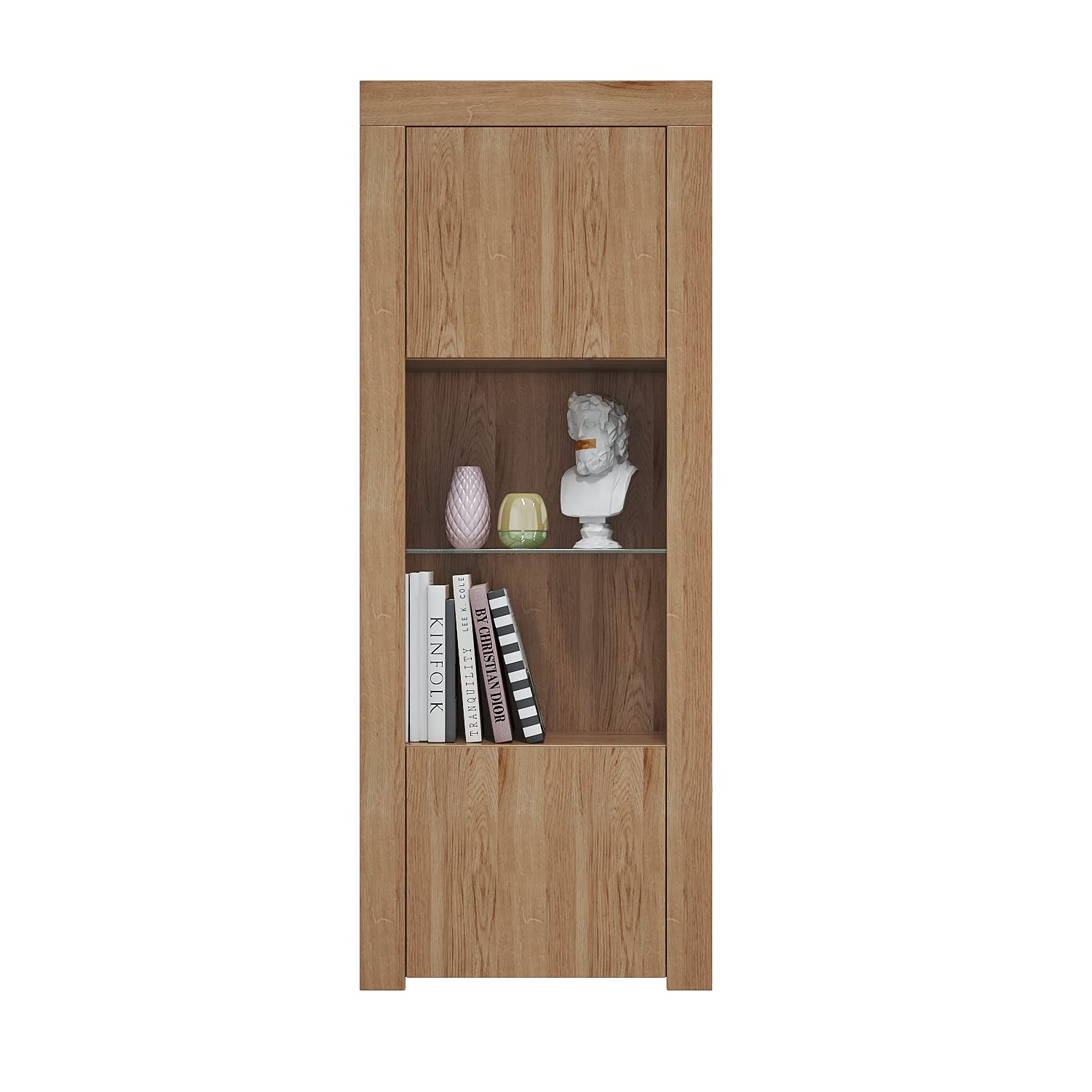 Buy Panana Tall Cupboard Two Door One Glass Shelf