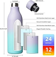 Vista 286 de BJPKPK Botellas de agua aisladas, botella de agua de metal de acero inoxidable de 18 onzas con correa, termo a prueba de fugas sin BPA, tazas