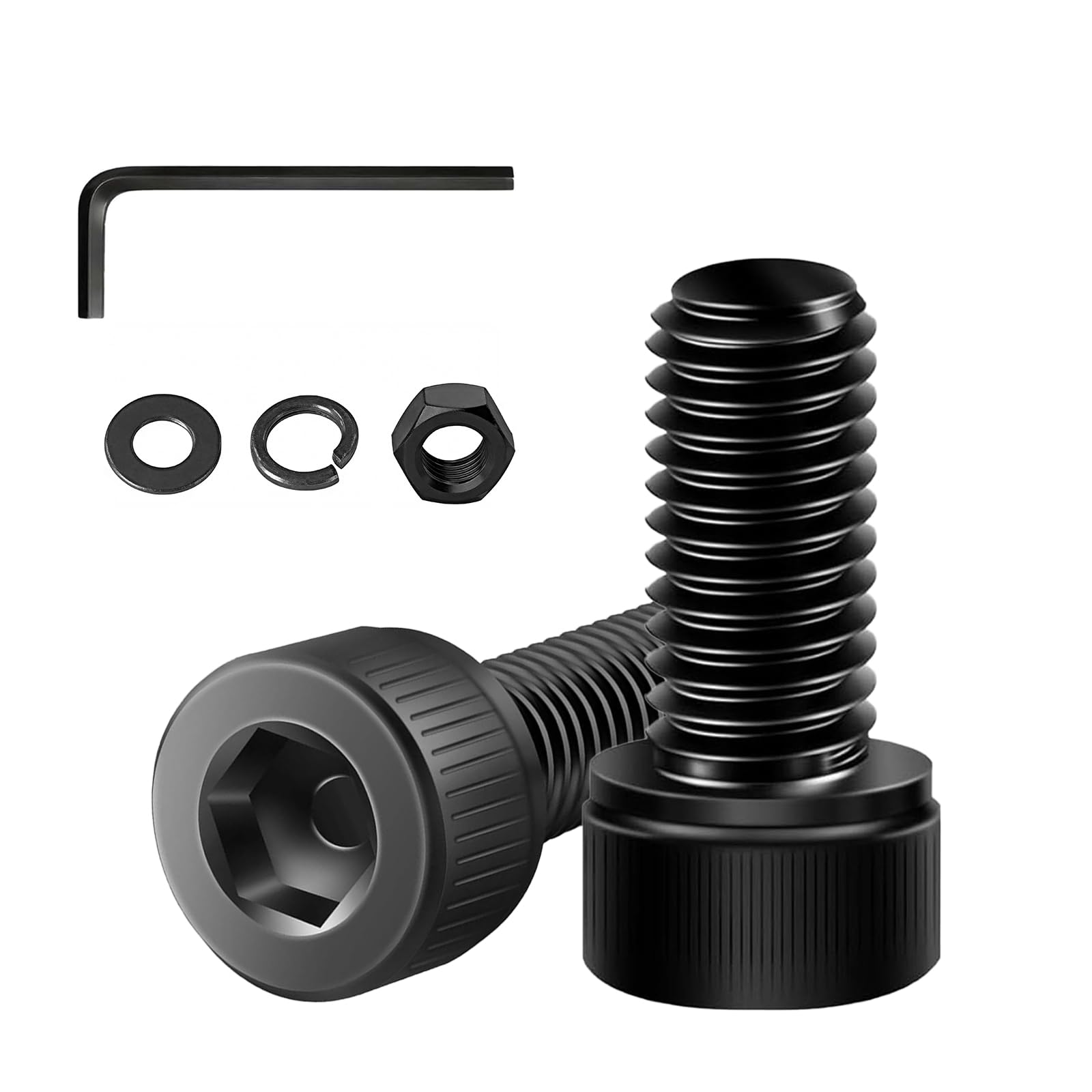 20 Pcs M6 x 16mm Hex Socket Head Cap Screws, 12.9 Grade Alloy Steel, Black Oxide Finish, Allen Socket Drive, Full Threads, Includes Hex Spanner