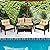 HAPPYGRILL 4-Piece Patio Furniture Outdoor Rattan Wicker Sofa Set with Cushions & Coffee Table with Tempered Glass Table Top and Storage Shelf
