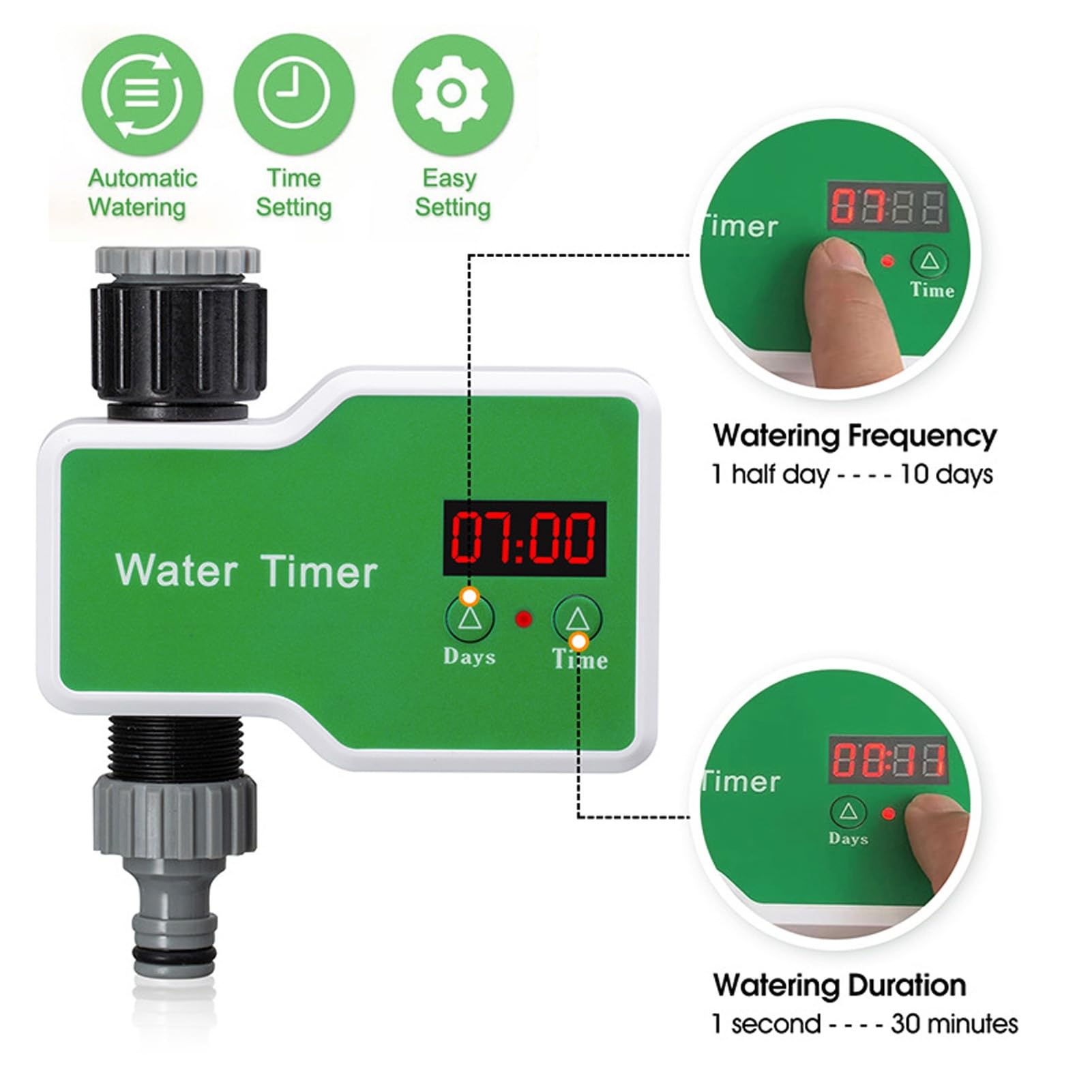Kit di Irrigazione a Goccia Automatica da 65 Piedi con Timer, Irriga Automaticamente Fino a 20 Piante, Ideale per l'Irrigazione di Serre, Giardini e Prati