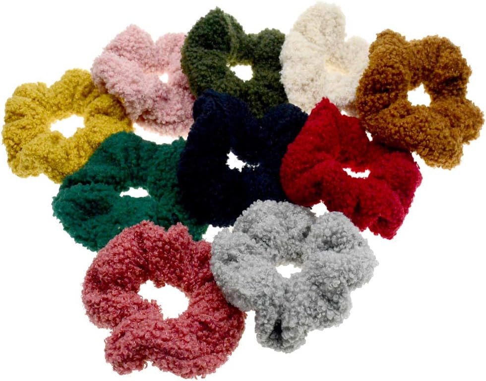 PIDOUDOU 10 Pcs Colored Scrunchies for Hair Women Hair Elastic Ropes Accessories