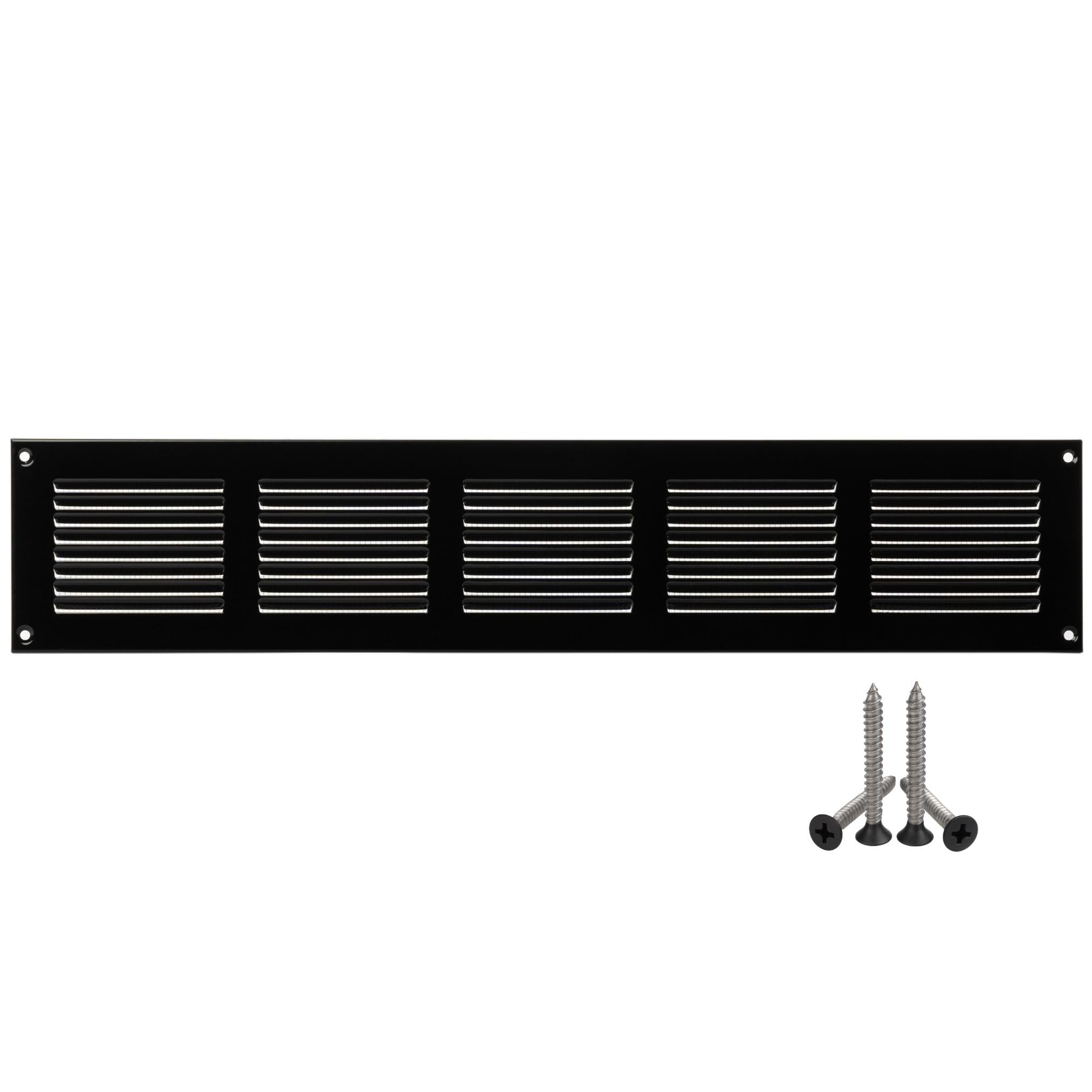 LIRAST 500x100mm / 20x4 inch Black Metal Ventilation Grille - Air Vent Cover with Insect Mesh