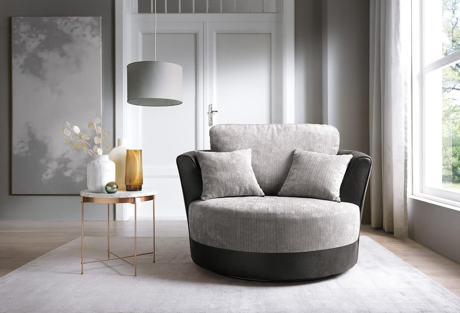 Abakus Direct Dylan Byron Swivel Chair in Black and Charcoal