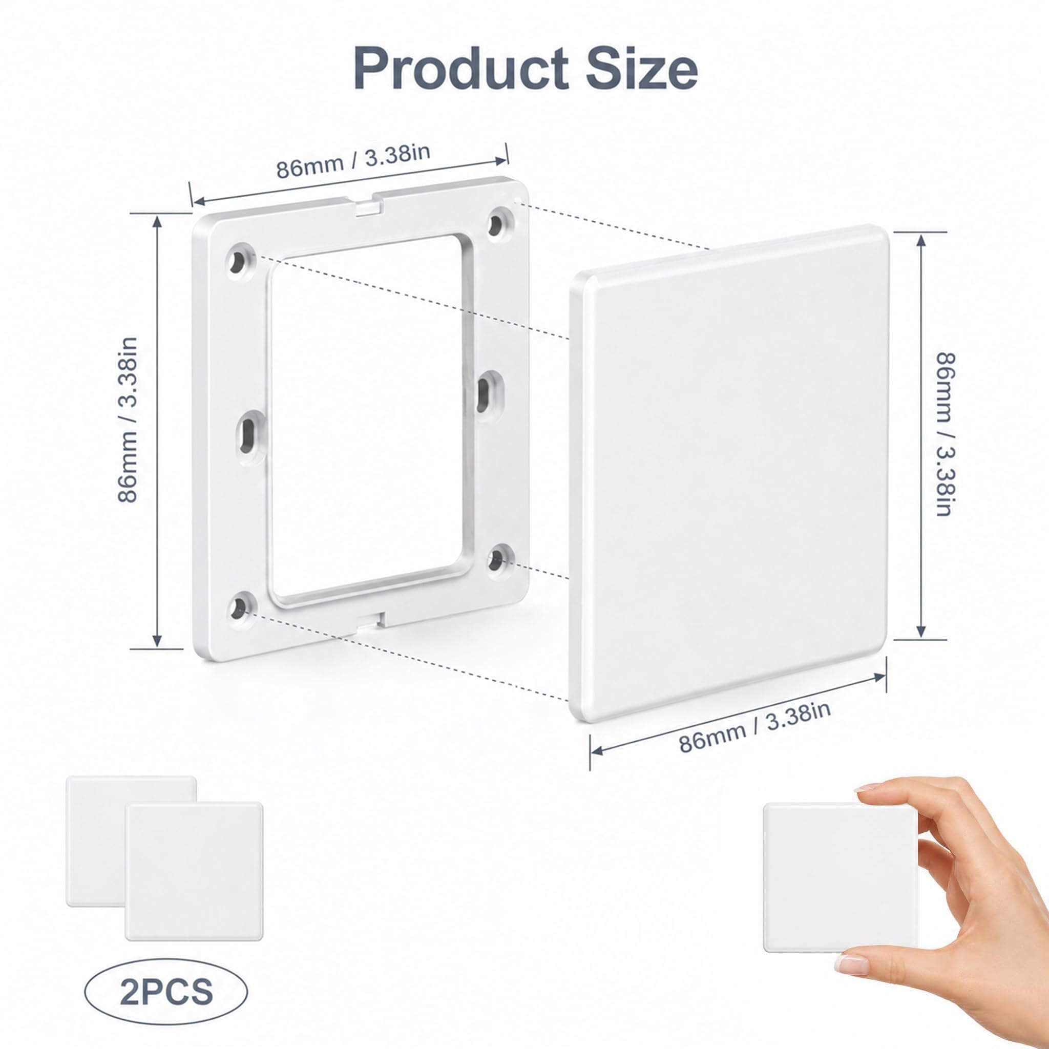 Cache Prise Murale Obturateur Électrique à Vis 86x86mm Blanc Lot de 2