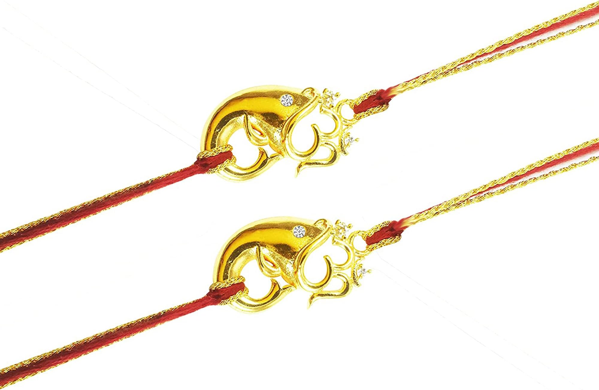 Urvi Creations Rakhi Set for Bhaiya – Pack of 2 Traditional Rakhis, Handcrafted Rakhi for Brother, Rakshabandhan Special for Bhai, Designer, Precious Gift for Men
