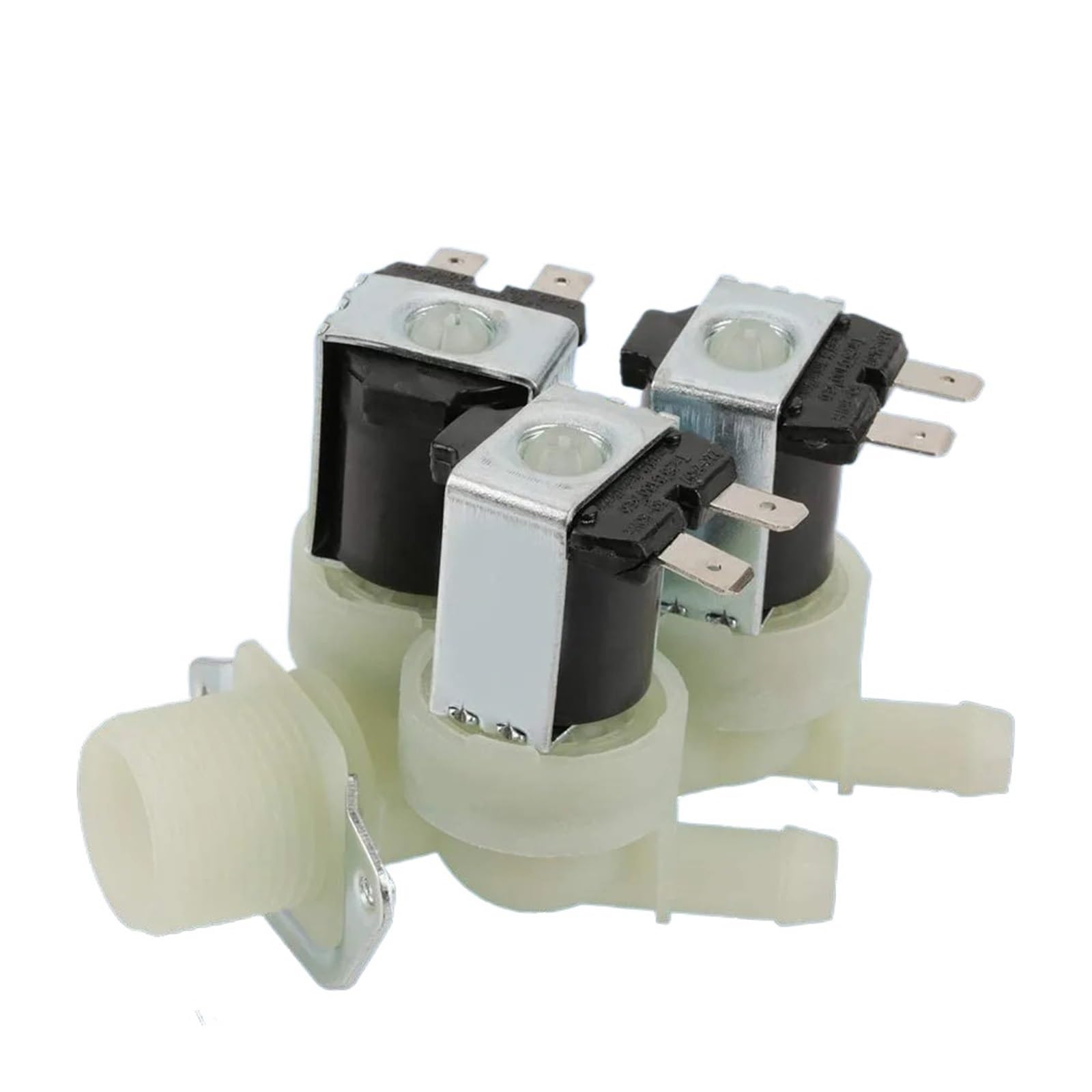EEZII Electric Solenoid Valve 3 Way Water Inlet N/C Normal Closed Electric Washing Machine Solenoid Valve Plastic G3/4(DC12V)