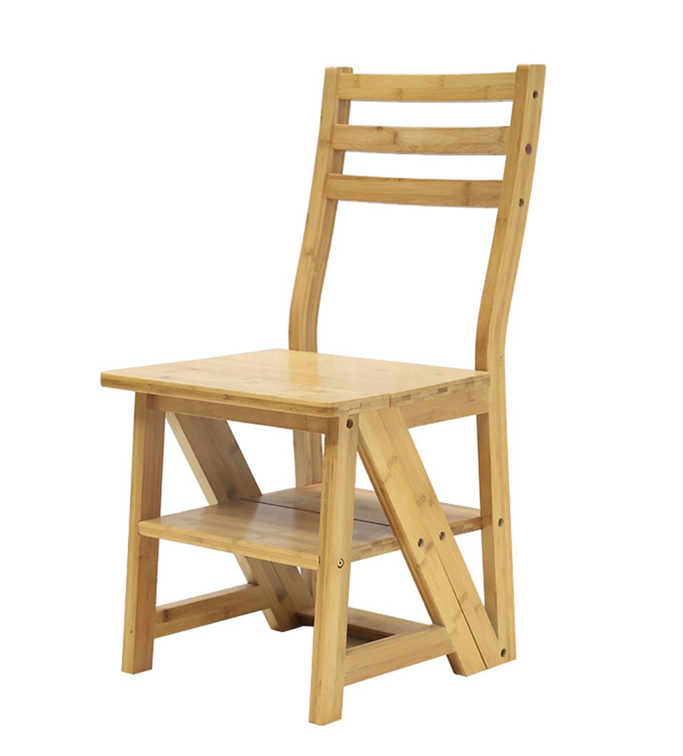 Taburete bambú premium con escalera plegable de 4 pasos para salón