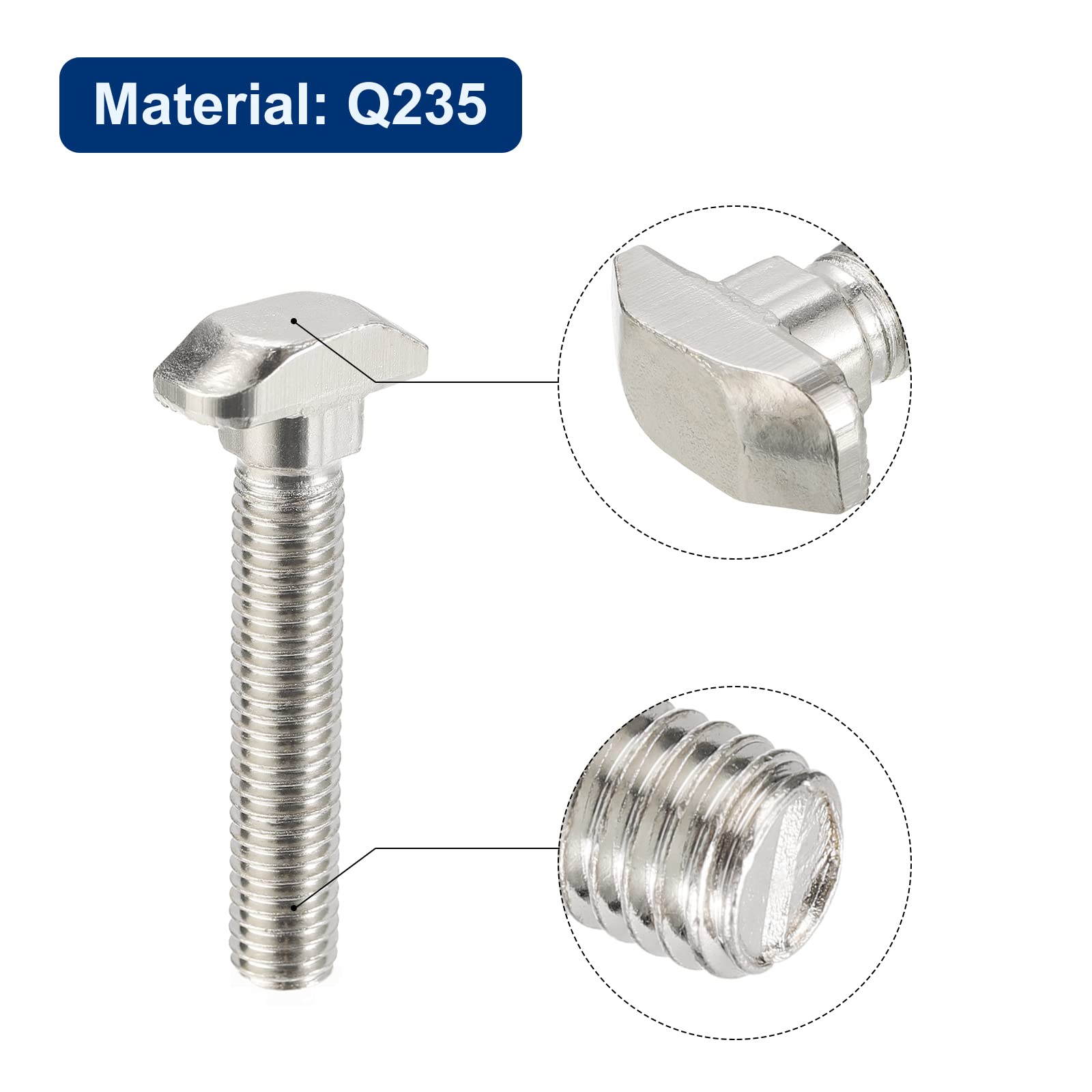 QUARKZMAN M8x45mm T Ranura Inserción Perno, 15 uds Martillo Cabeza T-Perno T Forma Perno Deslizante Tornillo para 40 Serie Aluminio Perfil