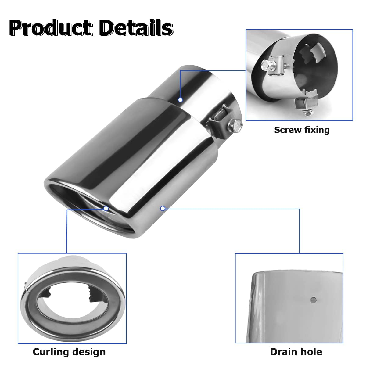 1 Pz Acciaio Inox Terminale di Scarico per Audi A1 A1 S-Line A1 S A2 A3 S-Line A3 8P 8V A3 1995-2024 2025, Marmitta a Bullone Tubo Decorativo Anti-Ruggine Sport,B