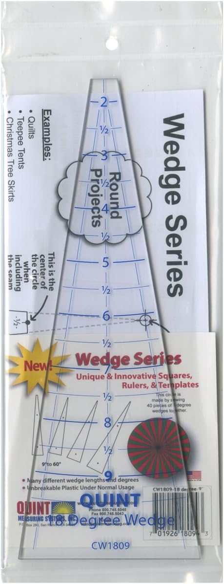 Quint Measuring Systems Circle Wedge, 18 Degrees, 9 Long with 1-inch Measuring