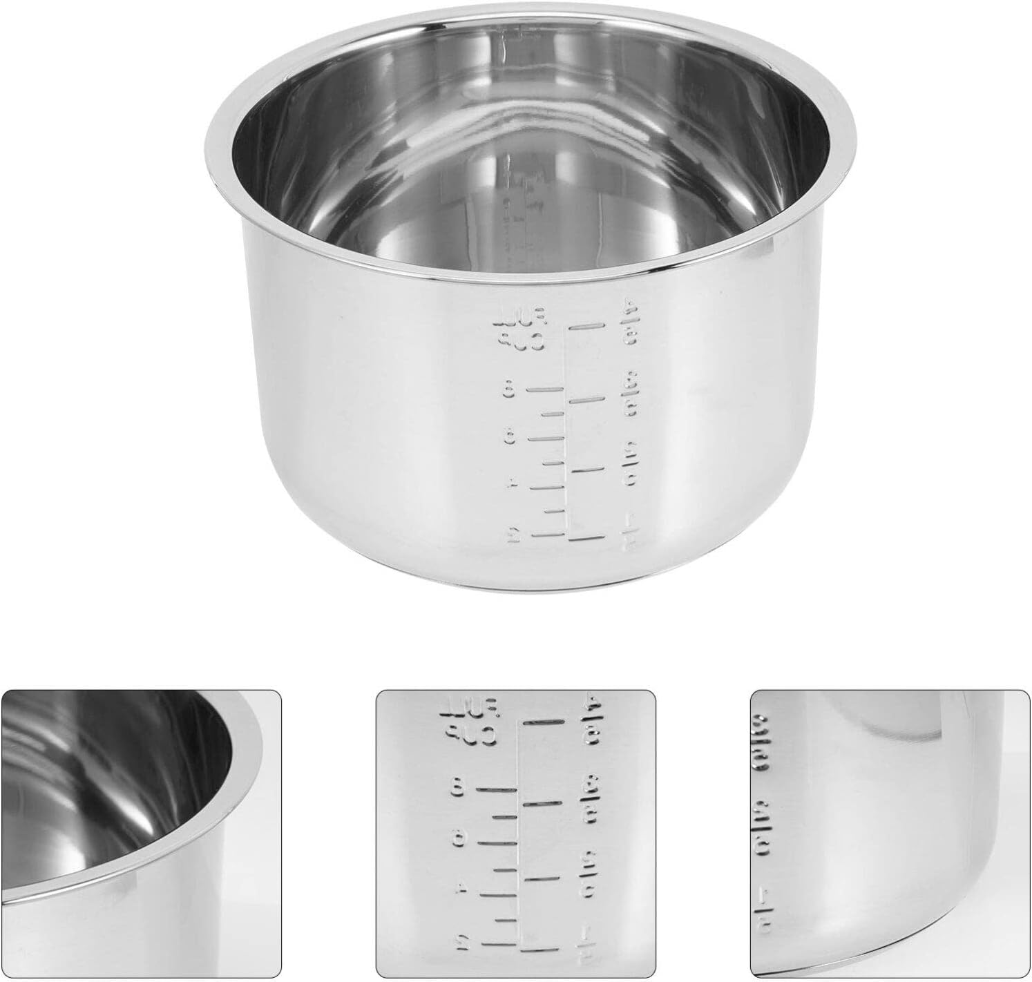 Power Pressure Cooker Inner Pot Replacement Inner Cooking Pot, 4.2 Quart Stainless Steel Non- Stick Inner Pot, Rice Cooker Pot Replacement 8.66 diameter x 5.19 high