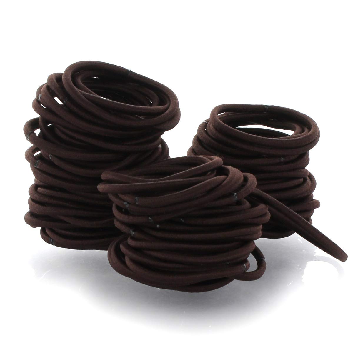 My Lello Small Hair Elastics Ponytail Holders No Damage No Metal - 100 Pack Brown