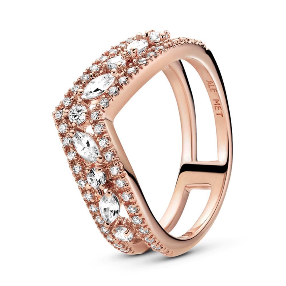 Pandora Sparkling Double Wishbone 189095C01 Women's Ring, Precious metal, Cubic Zirconia